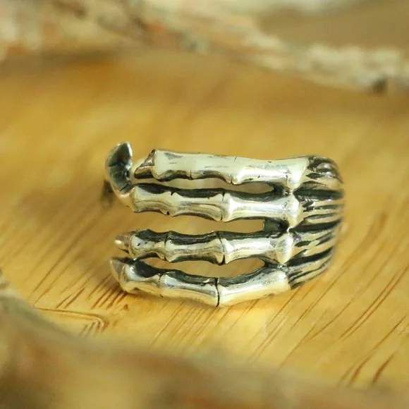 925 Sterling Silver HAND BONES Men's Rings Size 12.25 - Picture 6 of 8